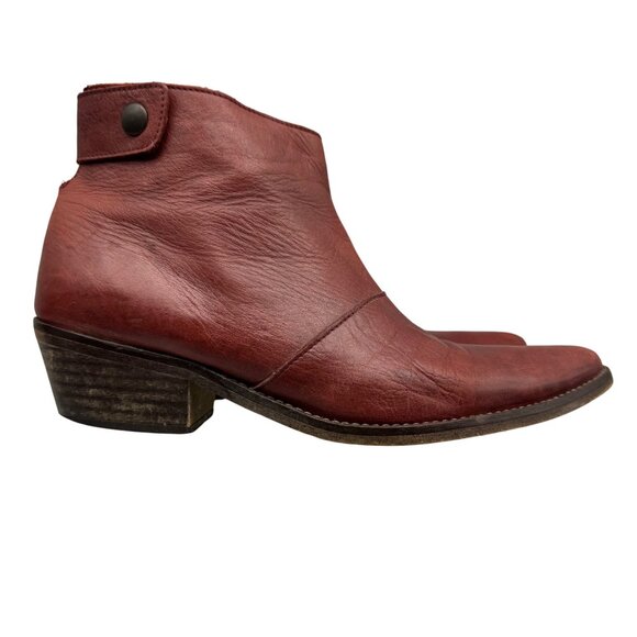 GeeWawa Tania Rusty Red Soft Leather Pointed toe Boho western booties Women sz40 - Picture 1 of 10